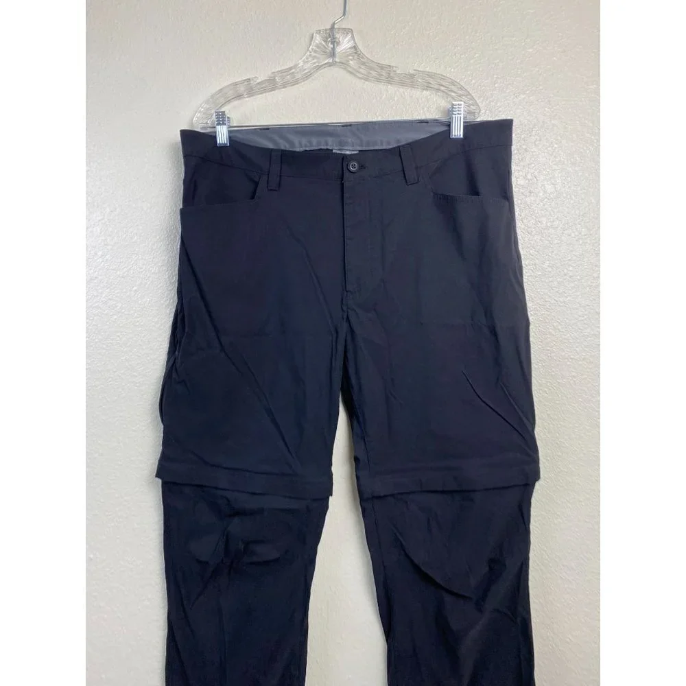 Eddie Bauer Convertible Cargo Black Pants Mens 40x34 Black Nylon Stretch Outdoor